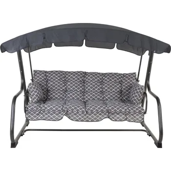 Zahradní houpačka Velká rozkládací zahradní houpačka kovová, pro 4 osoby, 209 cm