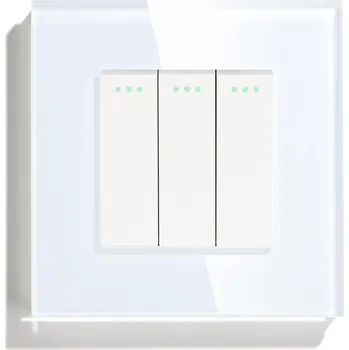 vypínač SKLENĚNÝ TROJITÝ VYPÍNAČ SVĚTLA BÍLÝ