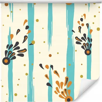 Fototapeta Tapeta do obýváku Malované Modré PRUHY Béžová 3D