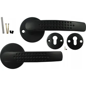 Dveřní kování KLIKA SANDRA ČERNÁ ROZETA KULATÝ ŠTÍTEK VLOŽKA