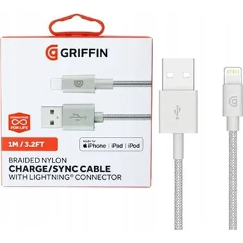 Datový kabel Kabel Griffin USB - Apple Lightning 1 m stříbrný