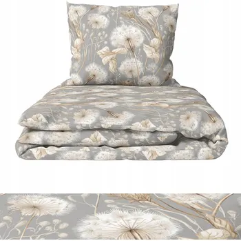 Povlečení Povlečení 140x200 + 1x70x80 cm, 140 g/m2, 100% BAVLNA, vzor – letní peří šedé