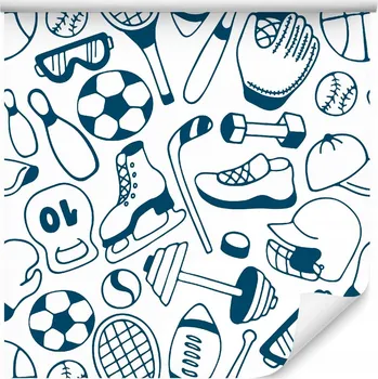 Tapeta Tapeta KUŽELKY Brýle Fotbal Hokej Helma Dekorace