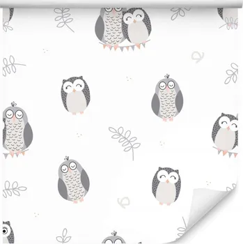 Tapeta Tapeta do dětského pokoje roztomilé sovy listy příroda