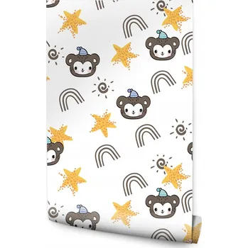 Fototapeta Dětská tapeta OPICE Hvězdičky Duha Vzory Pohádka