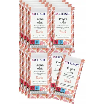 Péče o ruce 16 x Cleanic Cream & Fresh Peach Ošetřující ubrousky na ruce, 15 ks