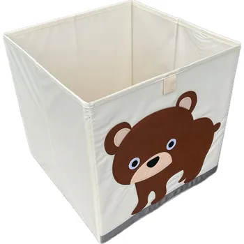 Úložný box ÚLOŽNÝ BOX KOŠ NA HRAČKY ORGANIZÉR SKLÁDACÍ KRABIČKA KUFR medvídek 32x33x33 cm