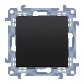 vypínač Simon 10 Dvojitý tlačítkový spínač, šroubové svorky, černý CP2.01/49