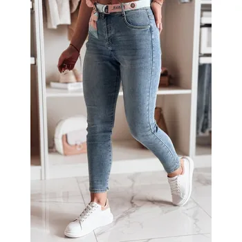 Dámské džíny Dámské slim fit džíny s páskem TRENDLINE DStreet šedá | hnědá 3257934