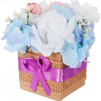 Obraz Dekorace stromek s VAJÍČKY Flower box seledinový 18x12 cm