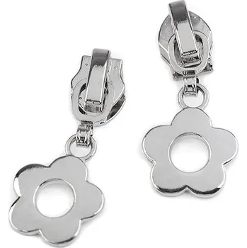 Zip Jezdec ke spirálovým zipům No 5 srdce, hvězda, květ, malé, 2 nikl květ