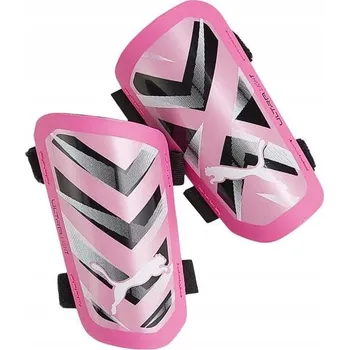 Fotbalový chránič FOTBALOVÉ CHRÁNIČE HOLENÍ PUMA ULTRA LIGHT STRAP RŮŽOVO-BÍLÉ vel. M