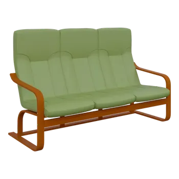 Sedací souprava BO - 3 trojkřeslo, dřevěná kostra, moření třešeň, koženka HOLY Z 2, zelinkavá