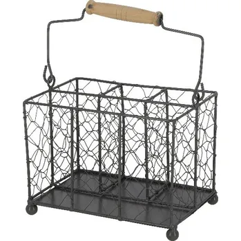 Stojánek na příbory a ubrousky, 21 x 15 x 16 cm, černý (DOPRODEJ)|Esschert Design
