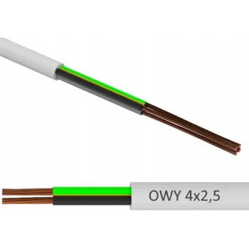 elektrický kabel Dílenský kabel OWY 4x2,50 H05VV-F ohebný lanko Bílý 1 METR
