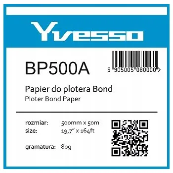 Papír pro tiskárny Papír v roli pro plotr Yvesso BP500A 80 g/m² 500 mm x 50 m