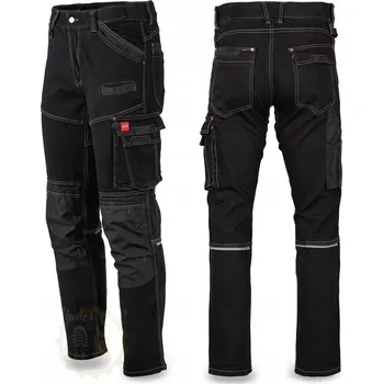 Pánské kalhoty PRACOVNÍ KALHOTY DO PASU DŽÍNOVÉ STRETCH ELASTICKÉ SLIM ODOLNÉ ČERNÉ 62 /3XL
