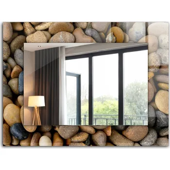 Zrcadlo Loftové závěsné zrcadlo s potiskem XXL 80x60 cm Barevné hladké kameny