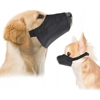 Náhubek pro psa KAGANIEC MATERIAŁOWY PRO PSY, BEZPEČNÝ PRO STŘEDNÍ PLEMENA PSŮ, ČERNÝ