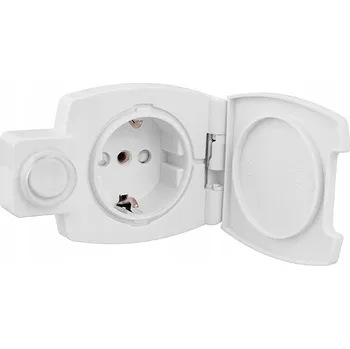 Elektrická zásuvka Zásuvka do nábytku IP44 koupelnová, zapuštěná, s vypínačem a krytkou bílá