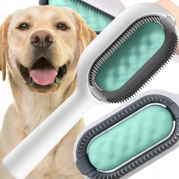 Obraz KARTÁČ NA ČESÁNÍ, MYTÍ A SBĚR SRSTI PRO PSA KOČKU SILIKONOVÝ 3v1