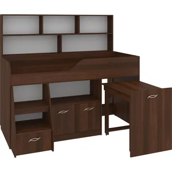 Postel Max-i Patrová postel NATHAN 80 x 190 cm, s psacím stolem a regály Zvolte barvu:: ořech
