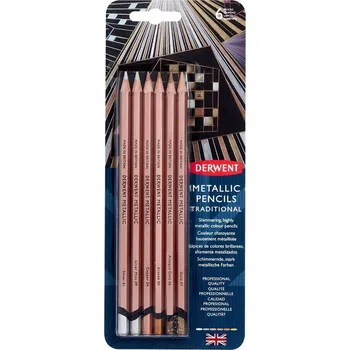Pastelka Pastelky Derwent Traditional Metallic, 6 kusů