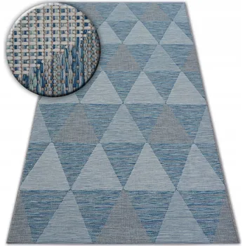 Koberec Koberec ŠŇŮRKOVÝ SISAL OUTDOOR GEOMETRICKÝ TROJÚHELNÍKY modrý 140x200 cm