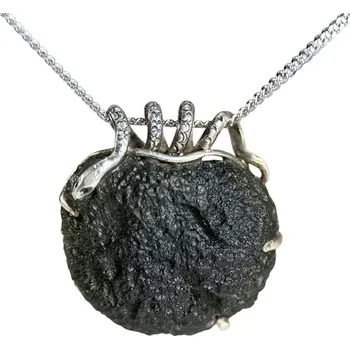 Přívěsek Drakkaria UROBOROS, stříbrný přívěsek s vltavínem, Ag 925