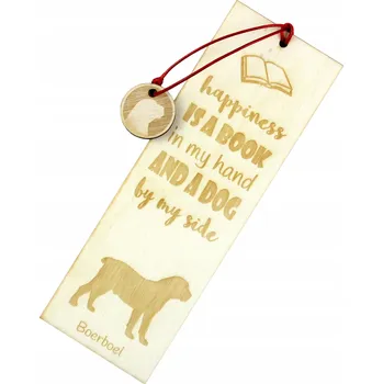 Doplněk ke knize Boerboel: Gravírovaná záložka do knihy s motivem psa a jménem