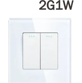 vypínač Dvojitý vypínač eLumos, mechanický, skleněný rámeček, bílý