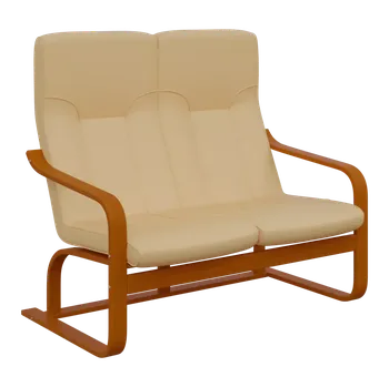 Sedací souprava BO - 2 dvojkřeslo, dřevěná kostra, moření třešeň, koženka HOLY BE 5, krémová