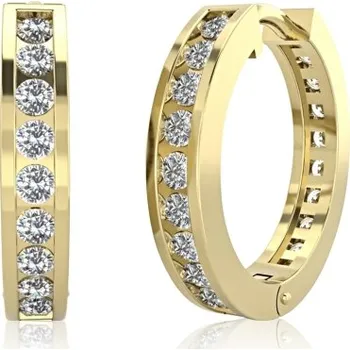 Náušnice Couple, Třpytivé náušnice Glynis, žluté zlato a zirkony, Kruhy kloubové, 585-66-3-0268.0Z00.0.00.001.61