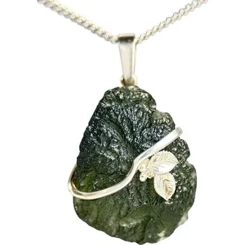 Přívěsek Drakkaria KATICA, stříbrný přívěsek s vltavínem, Ag 925