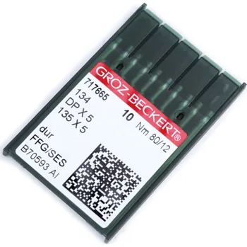 Příslušenství k šicímu stroji Strojové jehly do průmyslových strojů Groz - Beckert na úplet 70; 80; 90 - (80) nikl