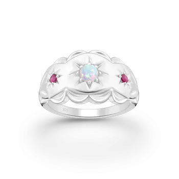 Prsten ORA opulentní prsten s umělým opálem, Velikost prstenu: 7 (54/55)