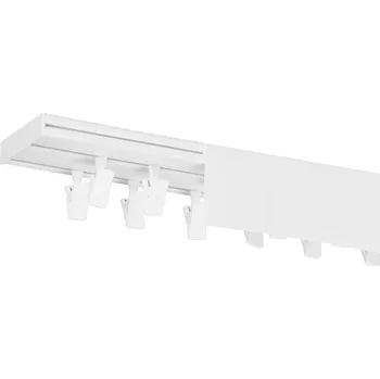 Dekodum Stropní kolejnice z PVC dvouřadá bílá s krytem Délka: 140 cm, Typ přichycení: žabky