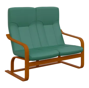 Sedací souprava BO - 2 dvojkřeslo, dřevěná kostra, moření třešeň, koženka OTO T 4, tyrkysová