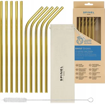 10x KOVOVÉ BRČKA SPINEL SODA BRČKA OPAKOVANĚ POUŽITELNÉ NA NÁPOJE + POUZDRO ČISTÍTKO