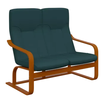 Sedací souprava BO - 2 dvojkřeslo, dřevěná kostra, moření třešeň, látka BORA 57, tyrkysová