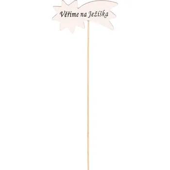 Autronic Zápich "Věříme na Ježíška" - dřevo, bílý, v sáčku 12 ks, cena za 1 ks - AC7189 WT