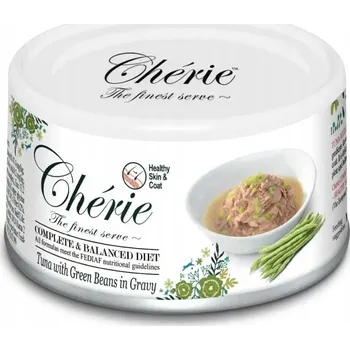 Krmivo pro kočku Cherie Skin Coat krmivo pro kočky s tuňákem a zelenými fazolkami v omáčce 80g