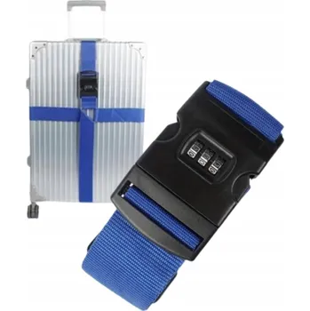 PAS ZABEZPIECZAJĄCY PODWÓJNY DO WALIZKI TORBY CESTOVNÍHO ZAVAZADLA, MODRÝ