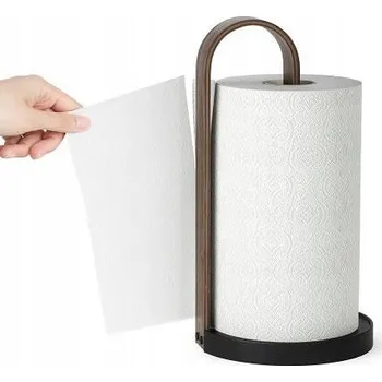 Držák kuchyňských utěrek Stojan na papírové utěrky BELLWOOD černý, ořech, do kuchyně