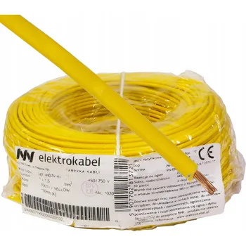 elektrický kabel Kabel LGY 1,5mm žlutý Elektrokabel 100m 750V