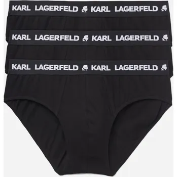 Kalhotky SPODNÍ PRÁDLO KARL LAGERFELD LOGO BRIEFS SET 3-PACK BLACK