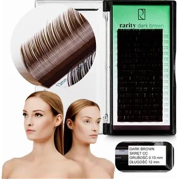 Umělé řasy UMĚLÉ ŘASY Rarity Dark Brown Lashes zatočení CC | 0,10 mm | 12 mm