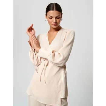 Dámské oblečení Sinsay - Halenka s&nbsp;ozdobným vázáním - béžová - 3070B-02X - 3070B-02X-XXS