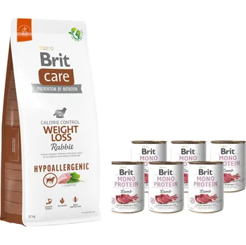 Volný čas BRIT CARE Weight Loss Rabbit 12kg + BRIT MONO PROTEIN LAMB 6x400g