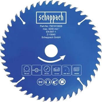 Pilový kotouč Scheppach Řezný kotouč pr. 165/20, 48 zubů